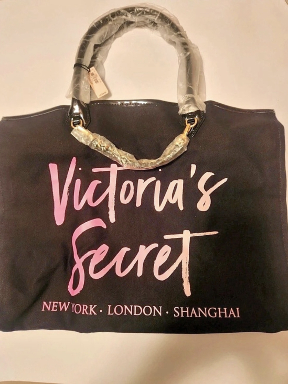 Victoria's Secret New York London Shanghai City Tote Black & Pink